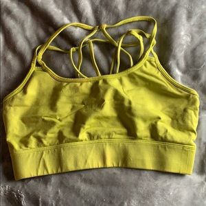 Yellow Fabletics sports bra